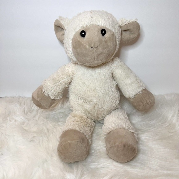Kellybaby Lamb Plush Rattle Beige Tan Stuffed Animal Sheep Baby Toy Lovey 13" - Picture 1 of 6